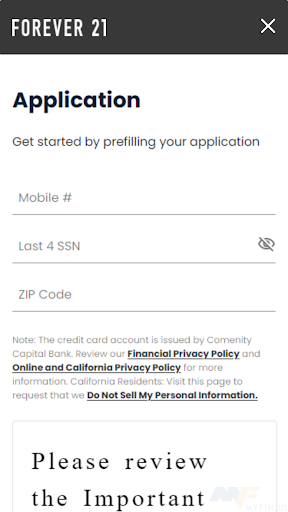 Forever21 Creditcard Login